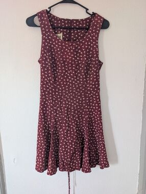 Vintage Sleeveless Burgundy Floral Fit & Flare Dress
